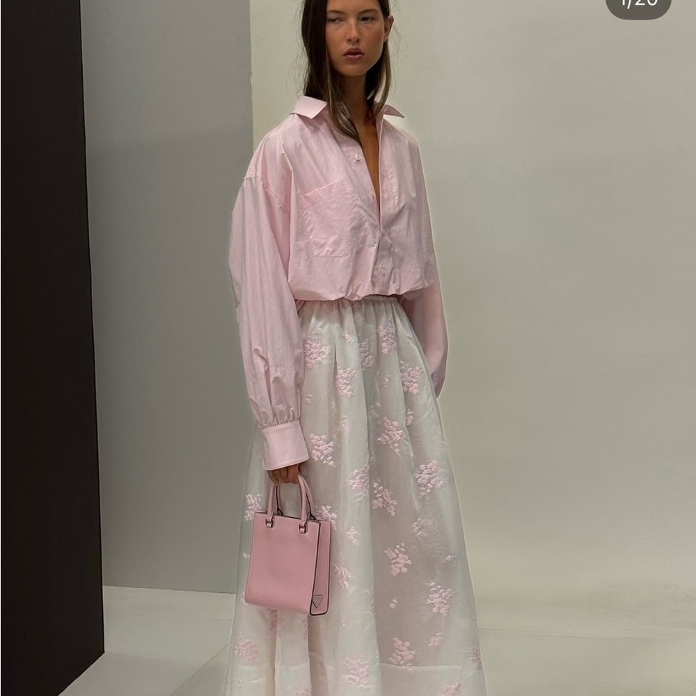 Light Pink Women's Button-Up Blouse - Picture 7 of 10